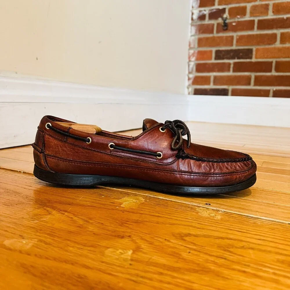 Sebago Brown Leather Boat Deck Shoes Mens US 10